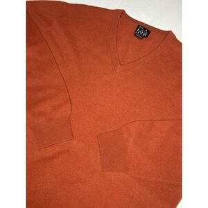 JOS. A. BANK Men's Large Traveler's Collection Cashmere V-Neck Sweater Orange